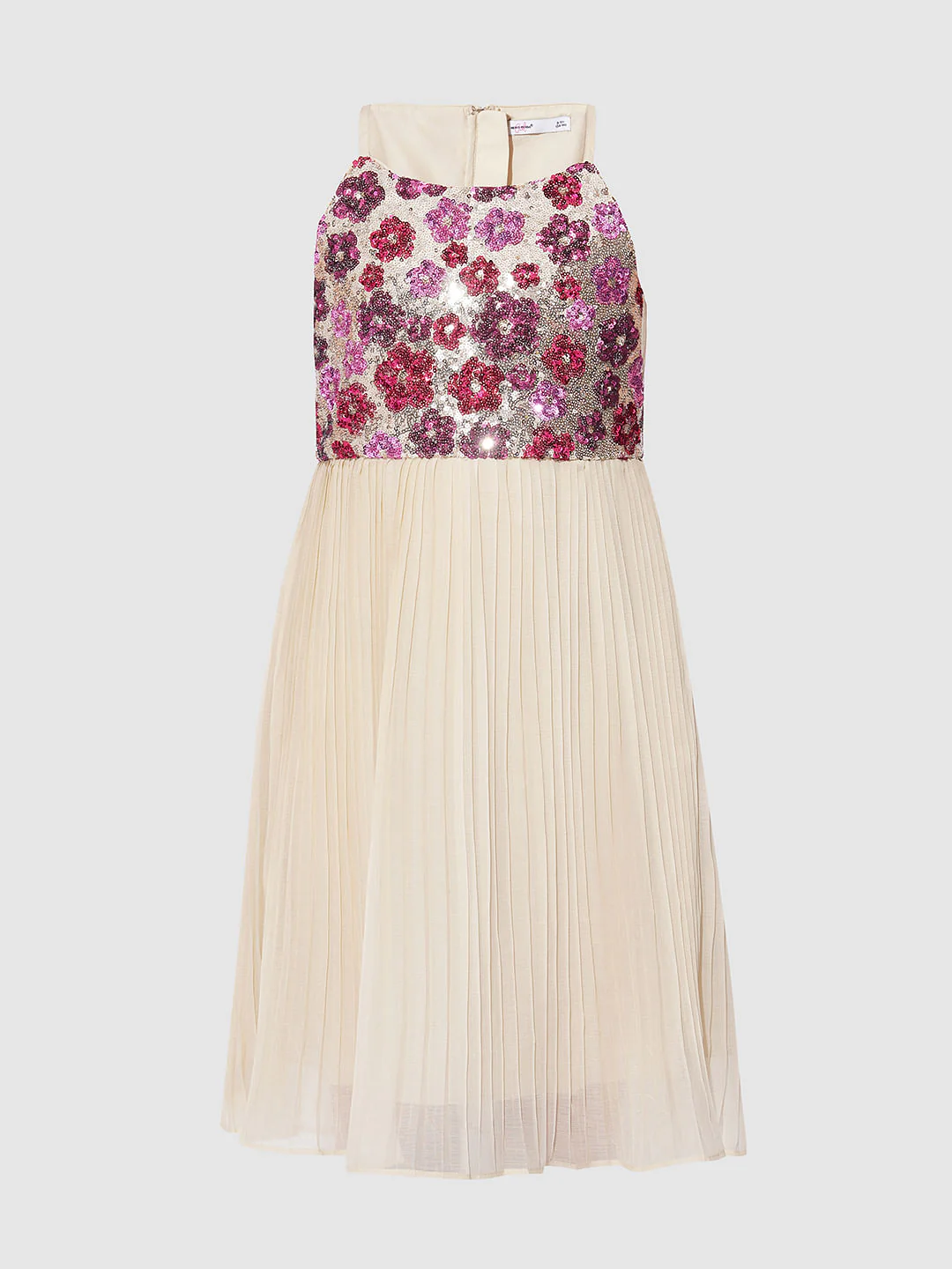 Girls Peach Embellished Pleated Dress - Image 6