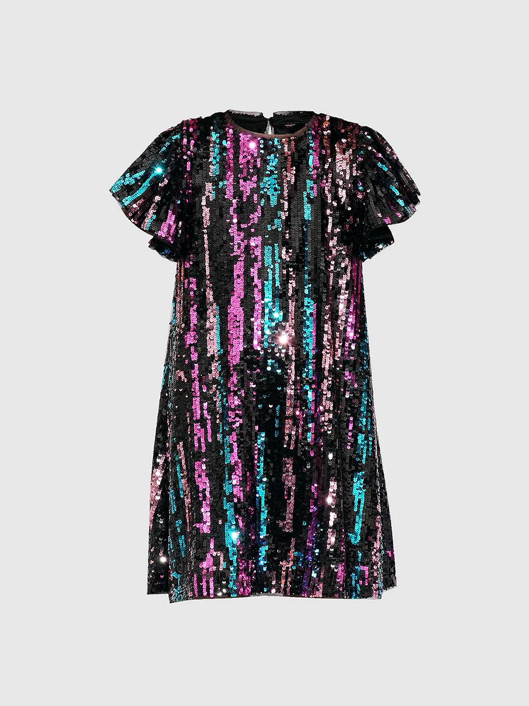 Girls Black Sequinned Dress - Image 6