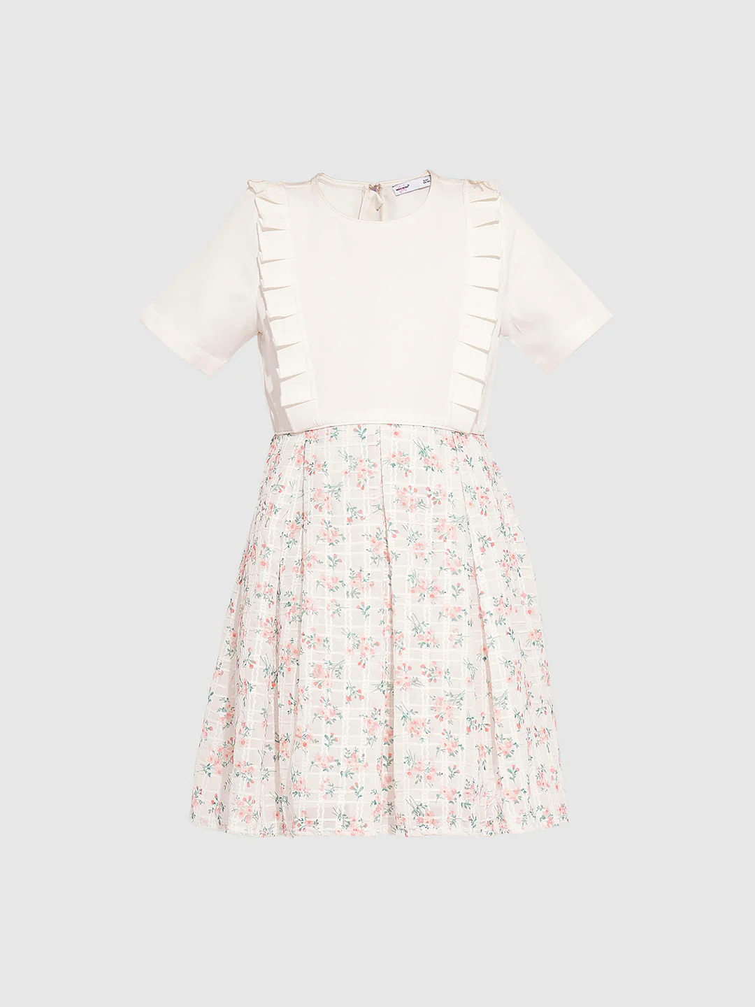 Girls White Floral Fit & Flare Dress - Image 6