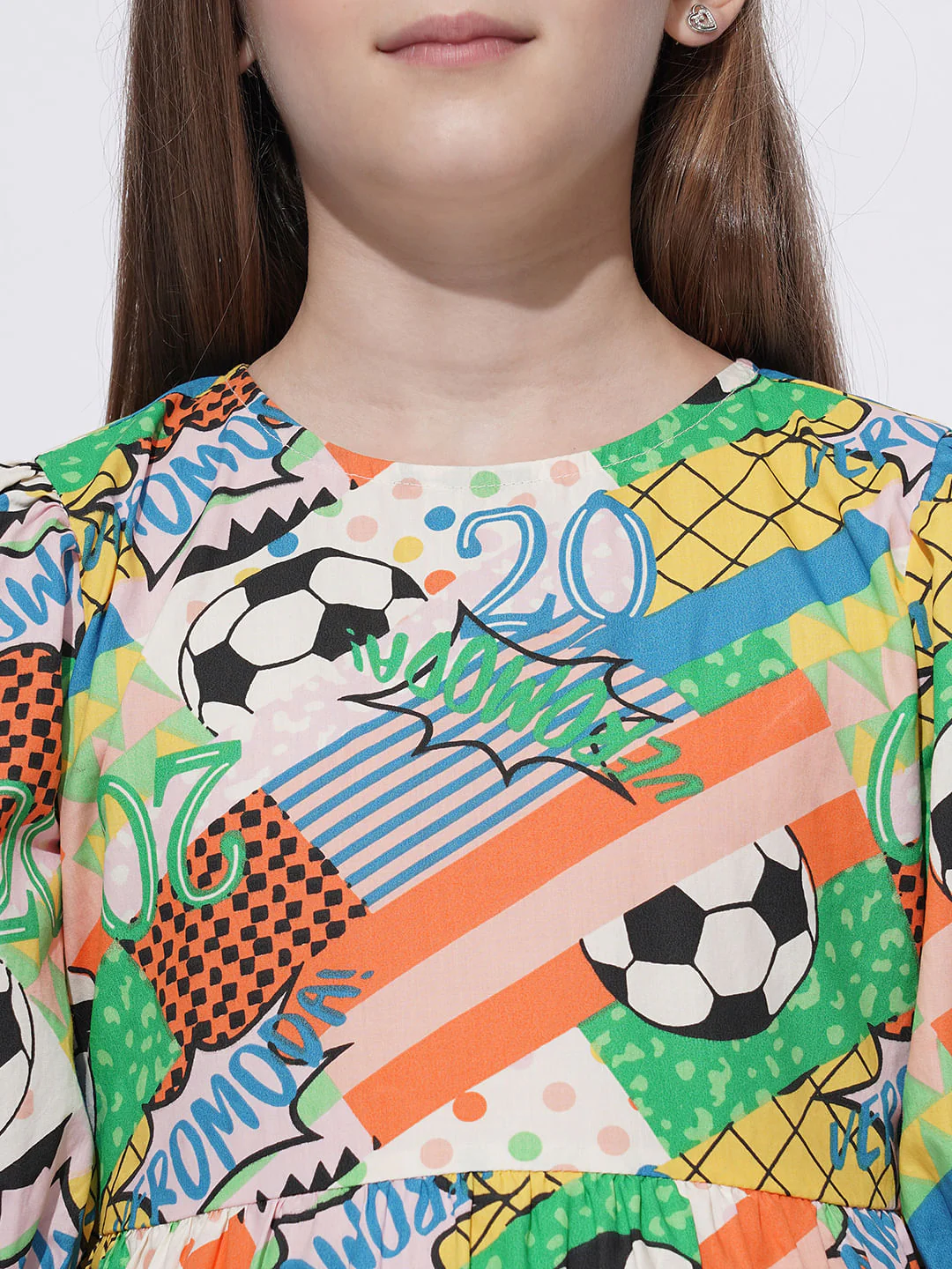 Girls Multi-Colour Printed Cotton Dress - Image 4