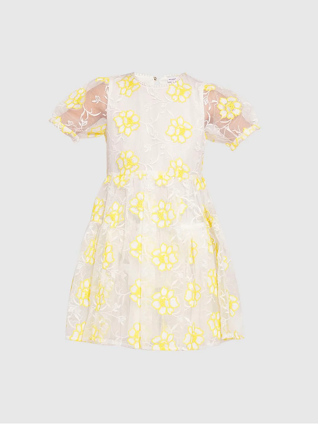 Girls White Organza Embroidered Dress - Image 6