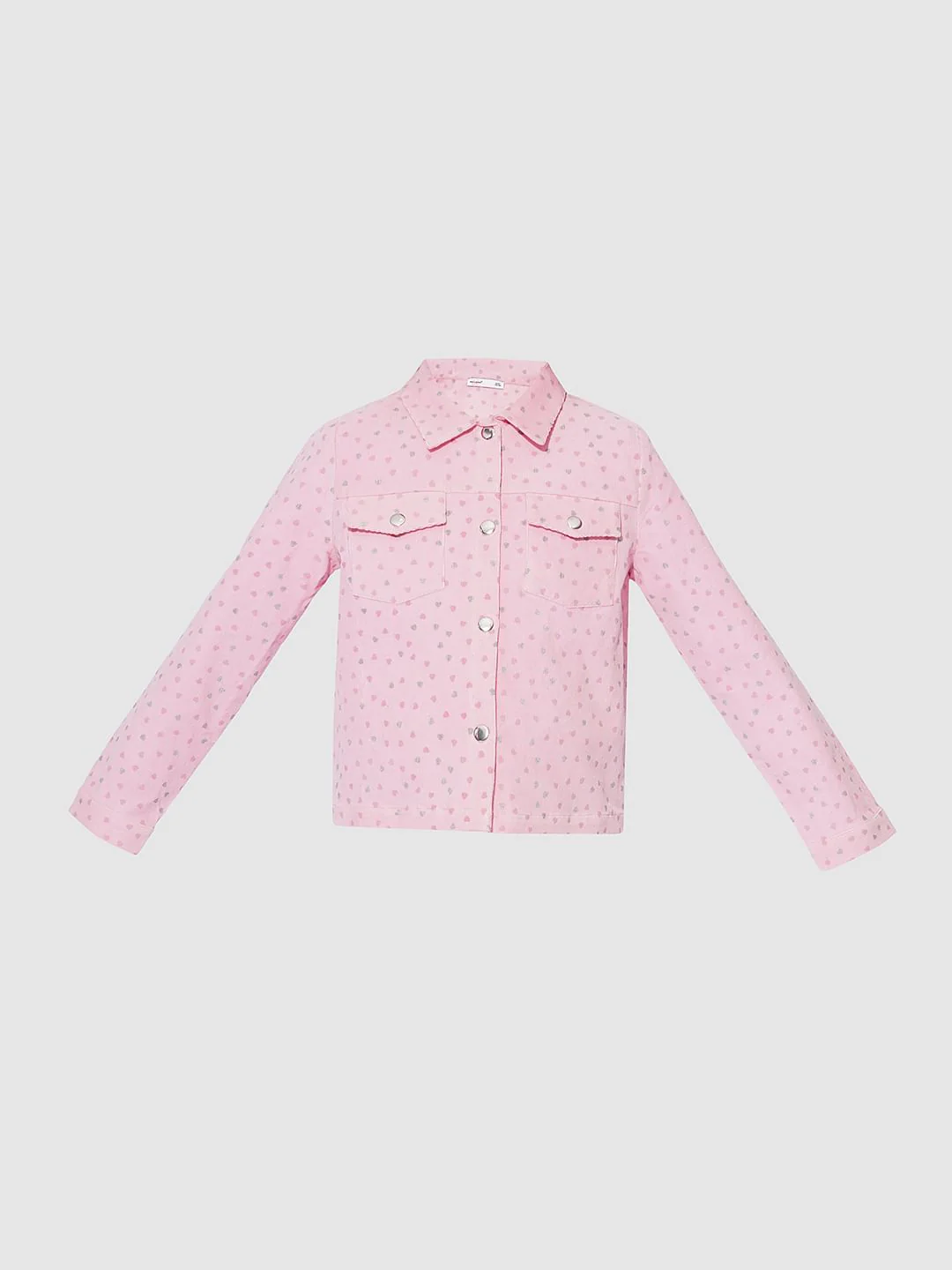 Girls Pink Printed Corduroy Shirt - Image 6