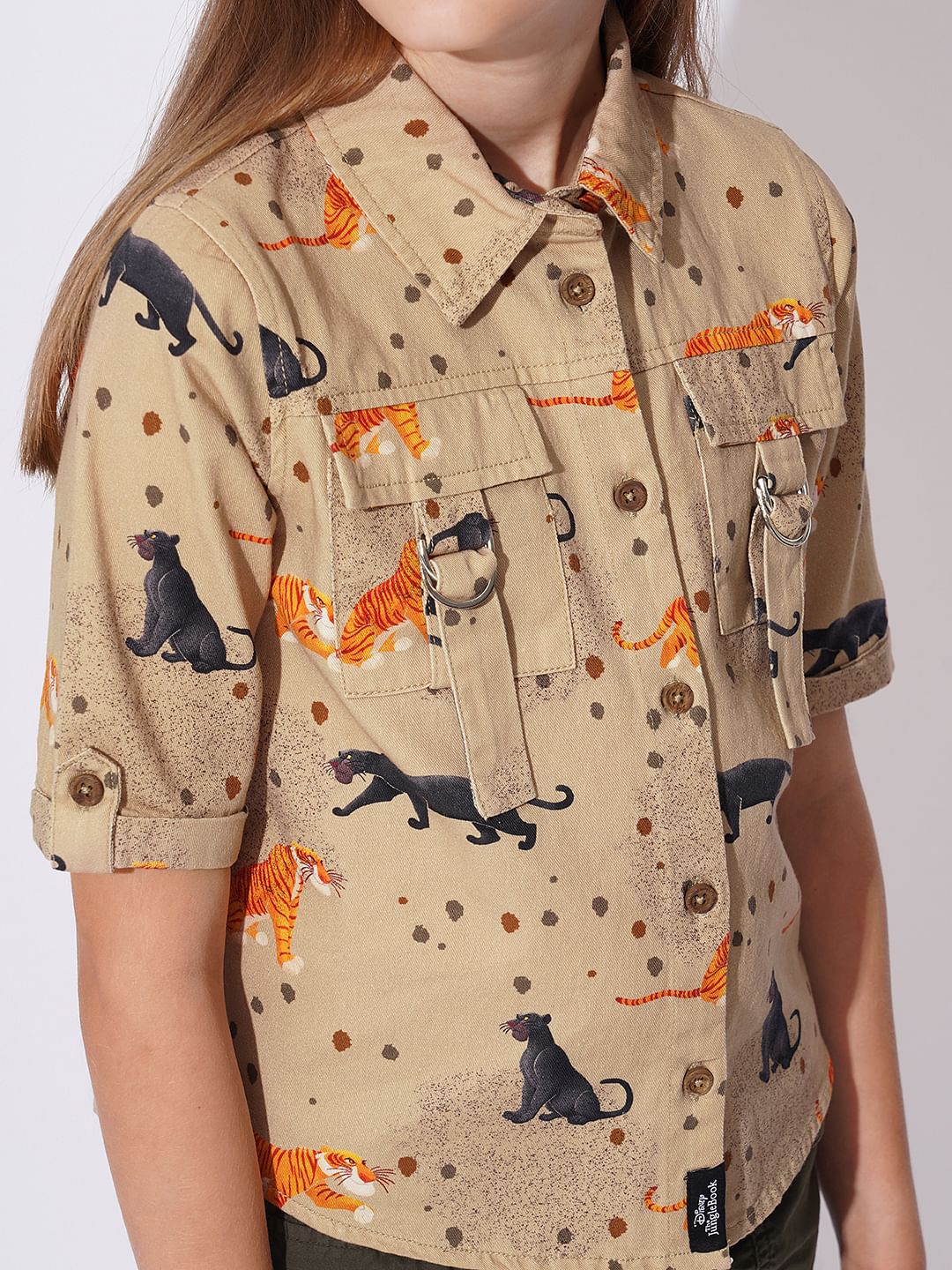 Girls Beige Jungle Book Print Shirt - Image 4