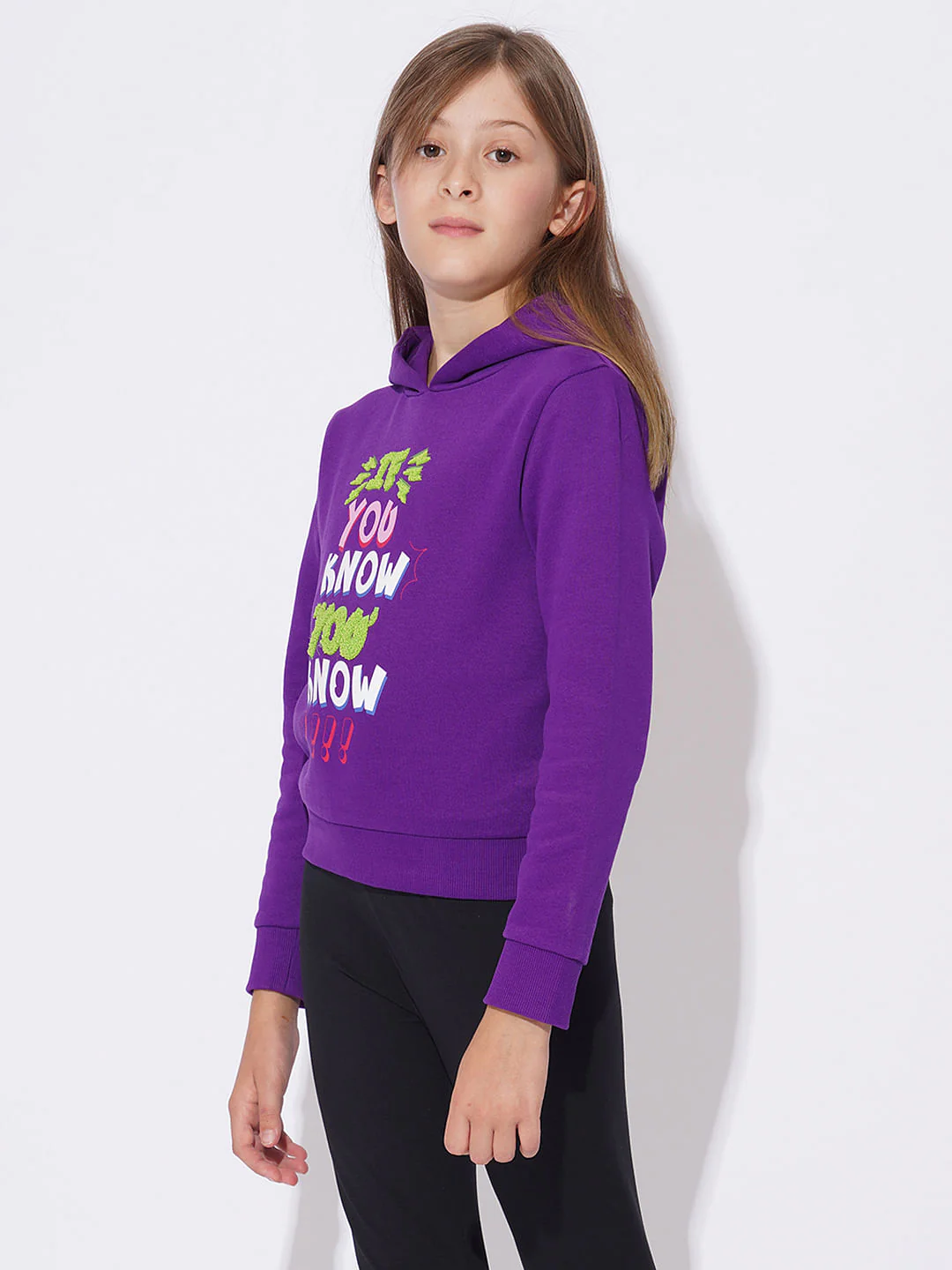 Girls Purple Hooded Sweatshirt - Image 2