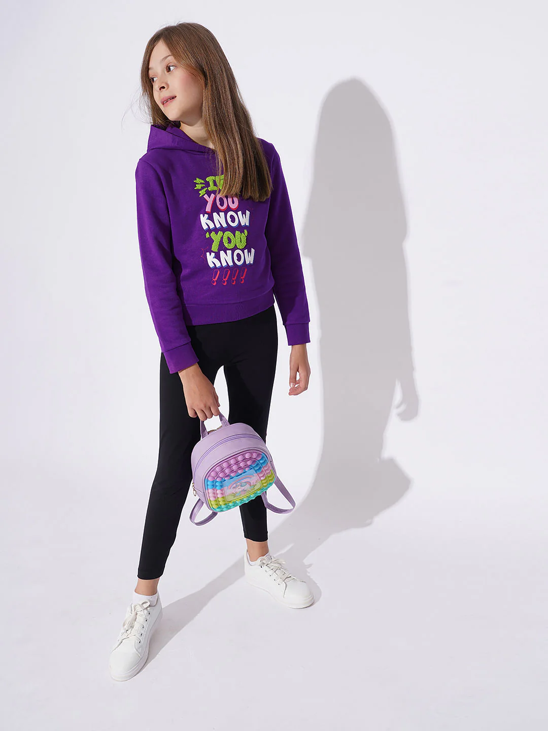 Girls Purple Hooded Sweatshirt - Image 5