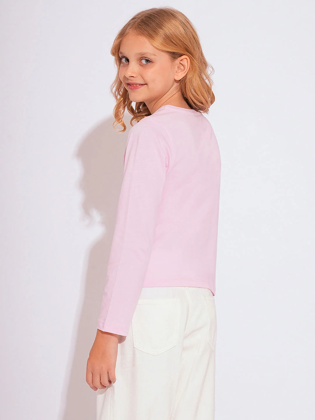 Girls Pink Embossed Text T-Shirt - Image 3