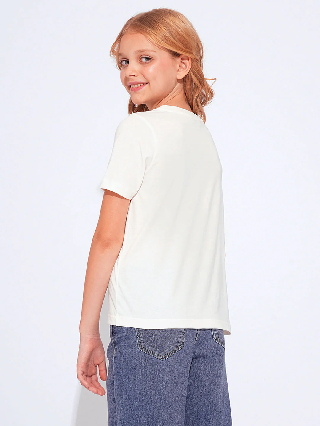 Girls White Logo Print T-Shirt - Image 3
