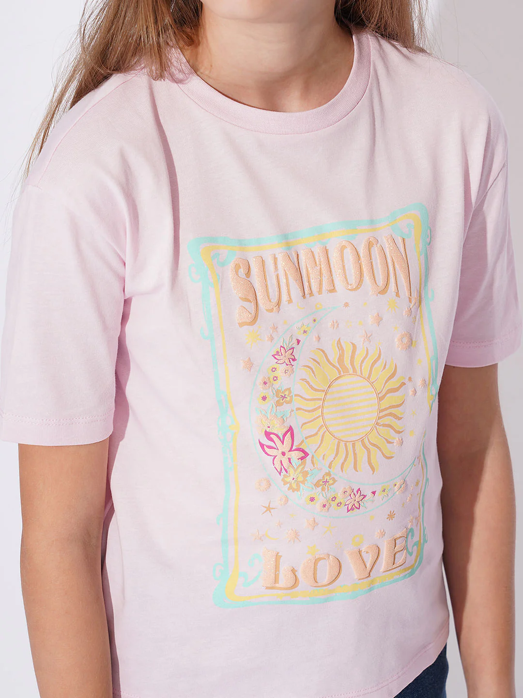 Girls Pink Printed T-Shirt - Image 4