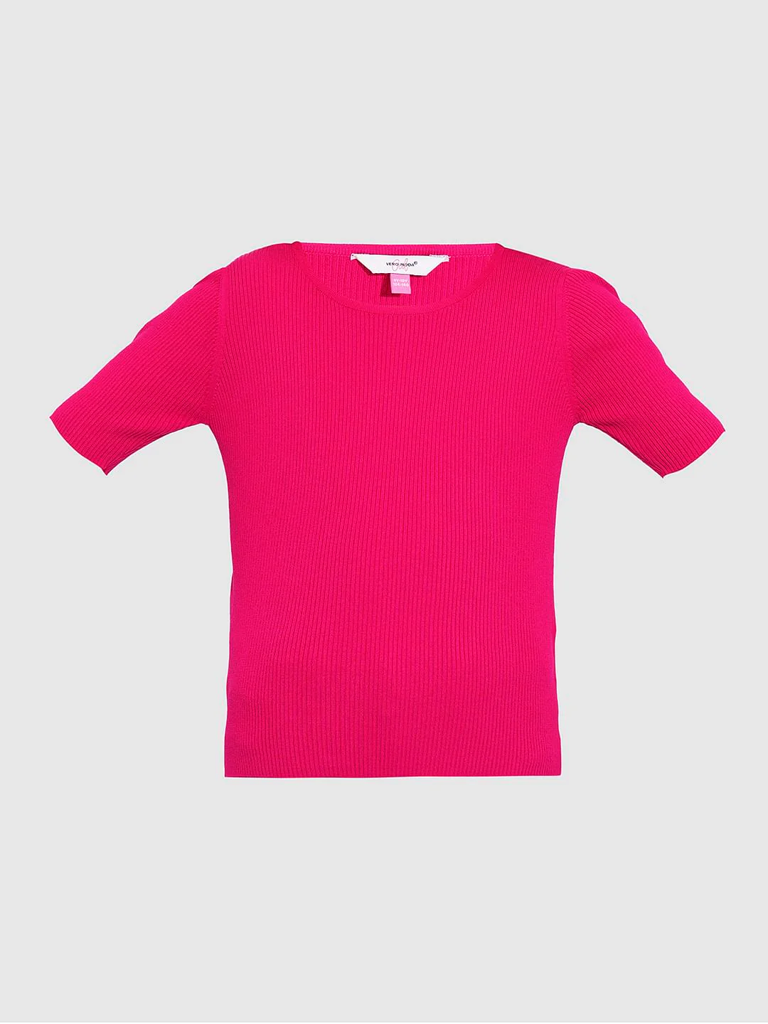 Girls Pink Ribbed Knitted Top - Image 6