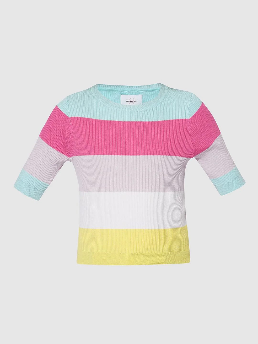 Girls Pink Colourblocked Knit Top - Image 6