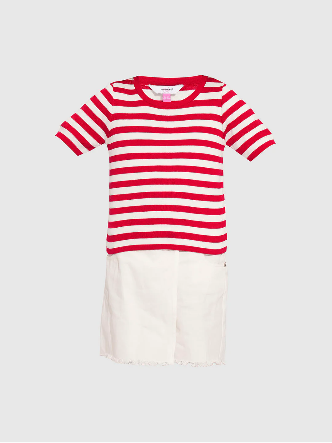 Girls Red Striped Knitted Top - Image 6