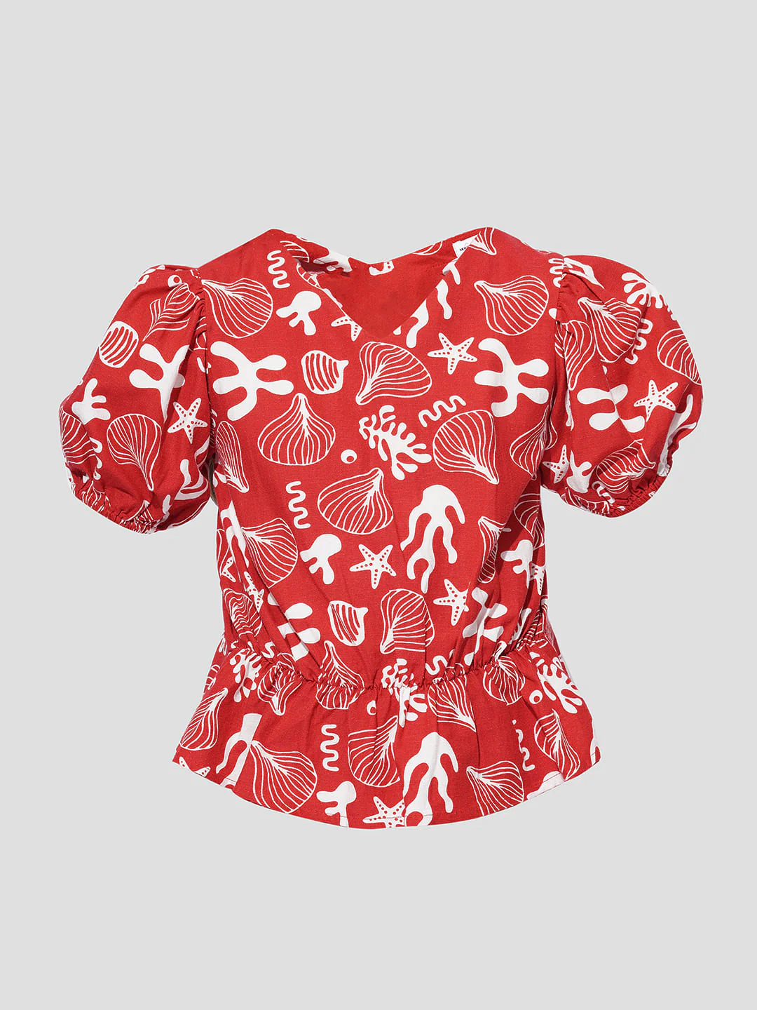 Girls Red Printed Co-Ord Set Top - Image 6