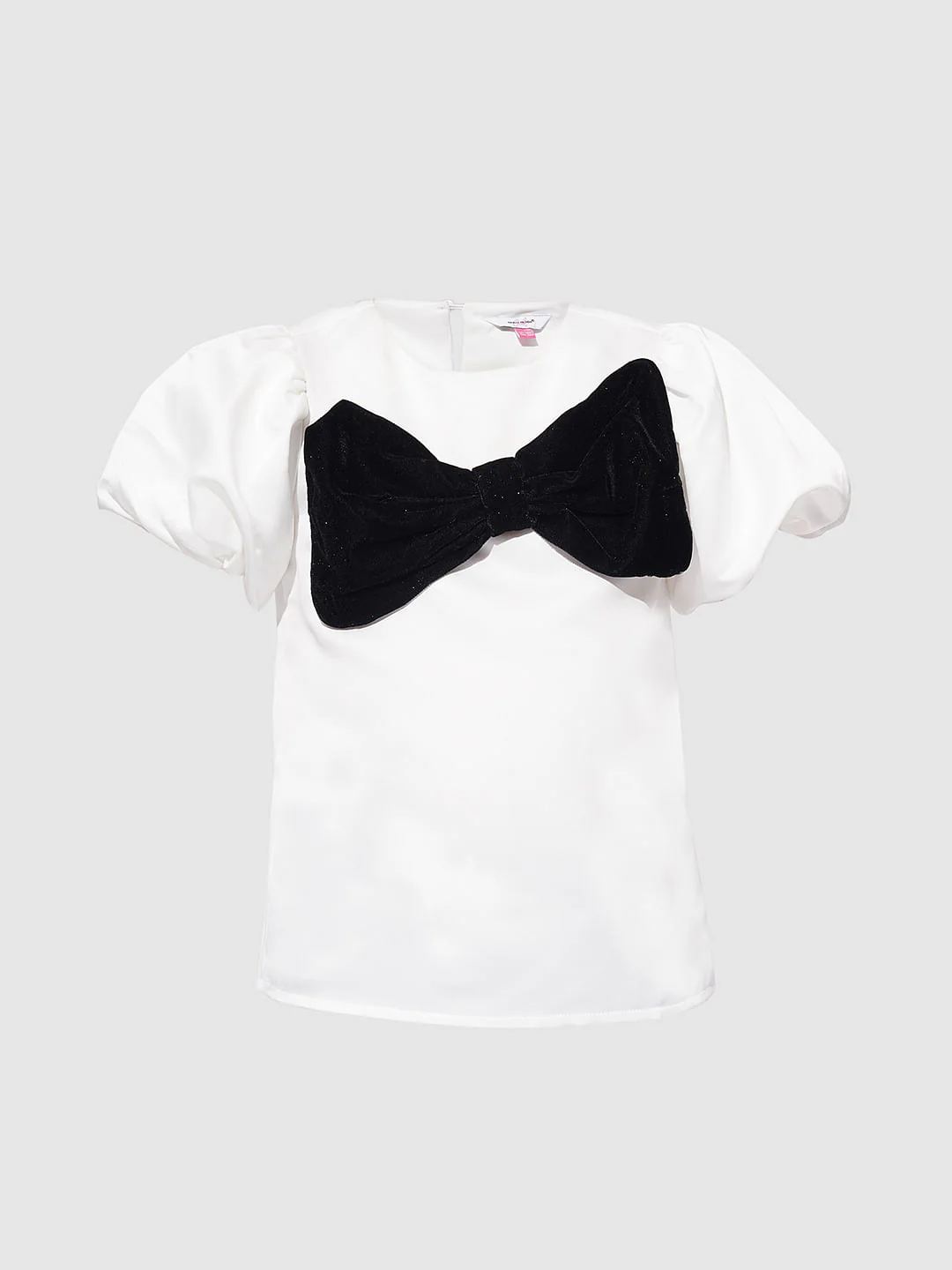 Girls White Velvet Bow Detail Top - Image 6