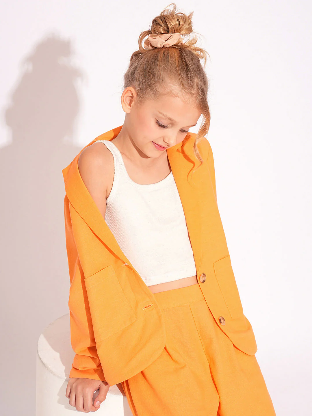 Girls Orange Co-Ord Set Blazer