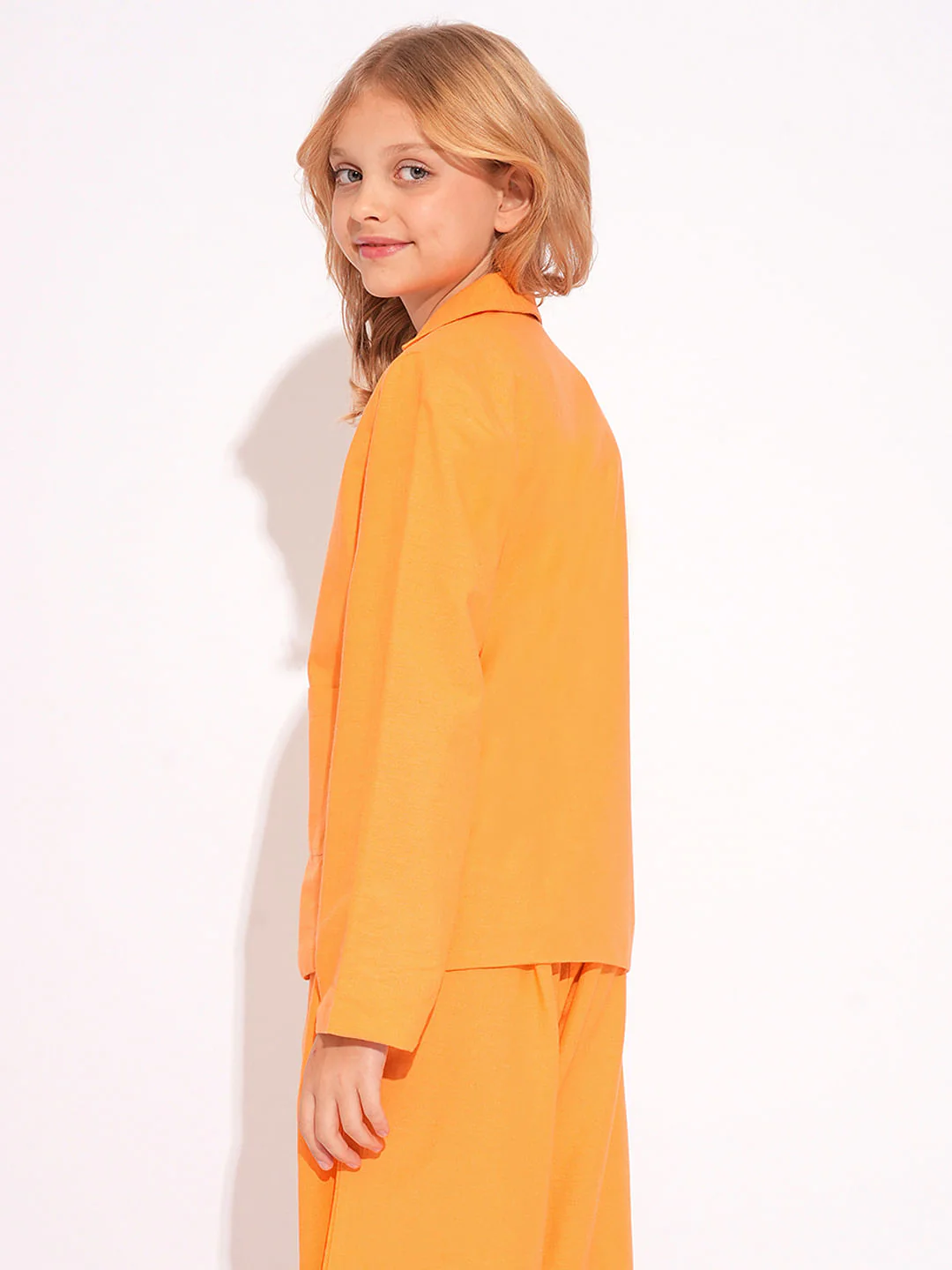 Girls Orange Co-Ord Set Blazer - Image 3