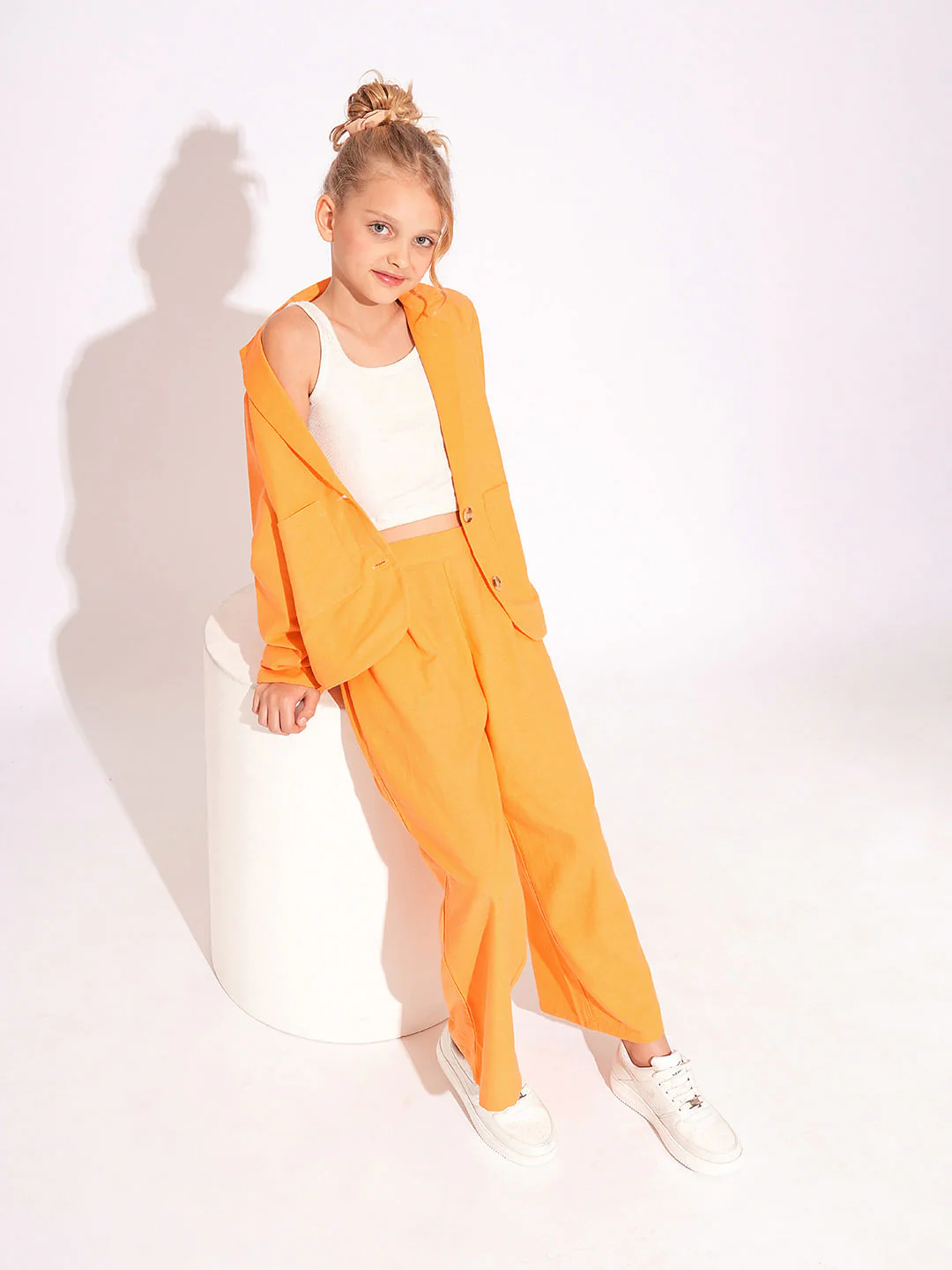 Girls Orange Co-Ord Set Blazer - Image 5