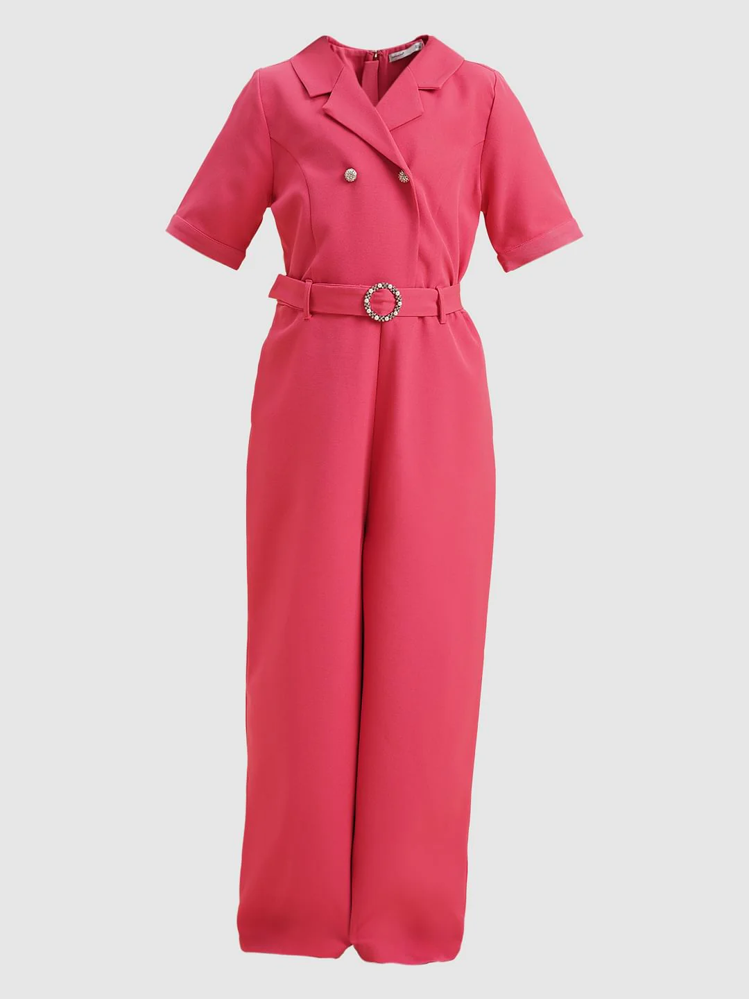 Girls Pink Belted Jumpsuit - Image 6