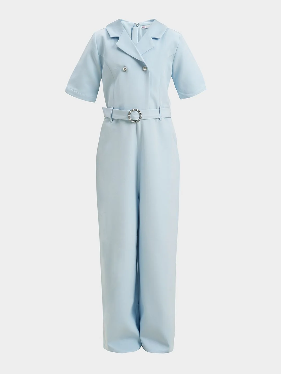 Girls Blue Belted Jumpsuit - Image 6