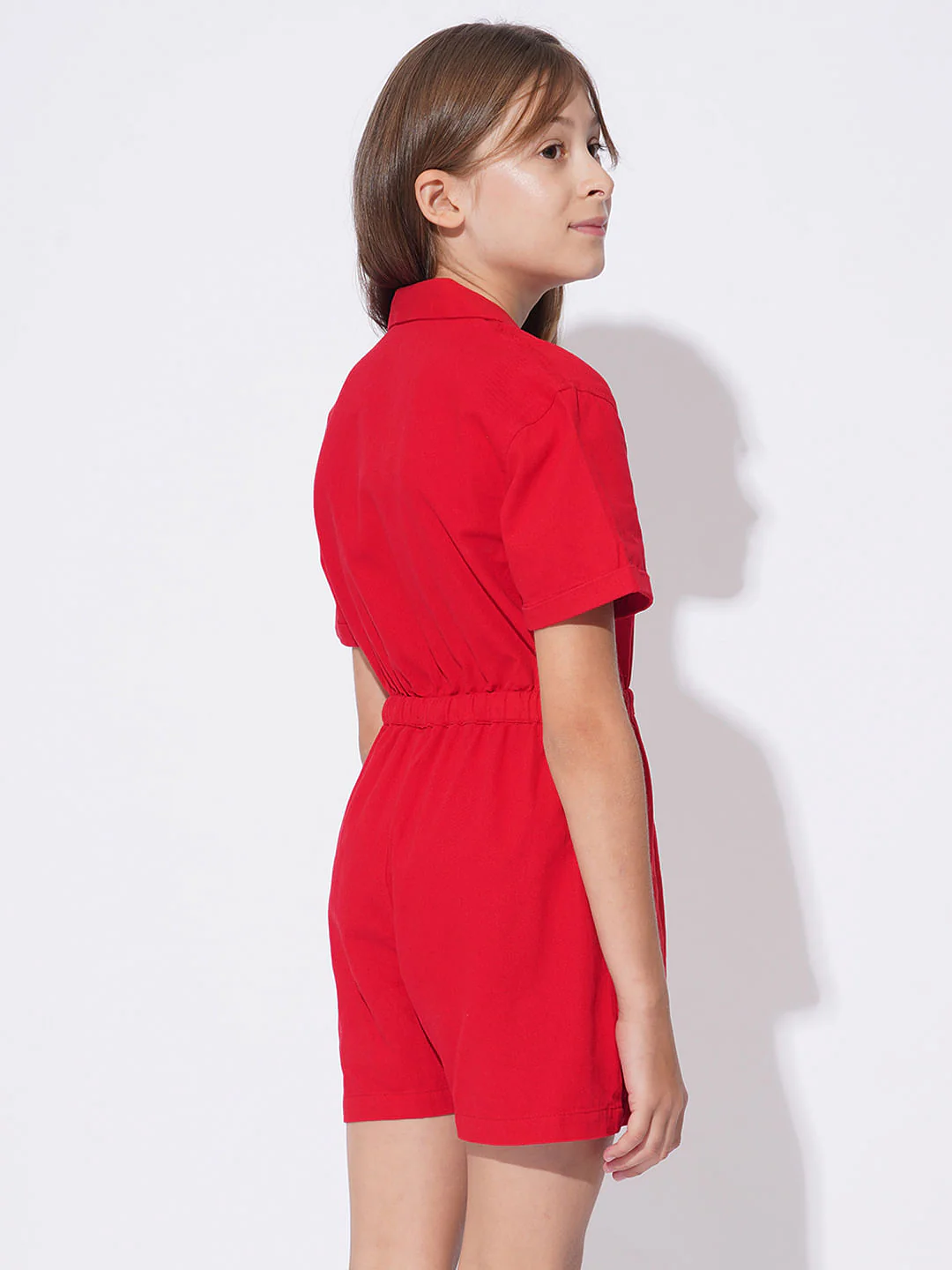 Girls Red Short Playsuit - Image 3