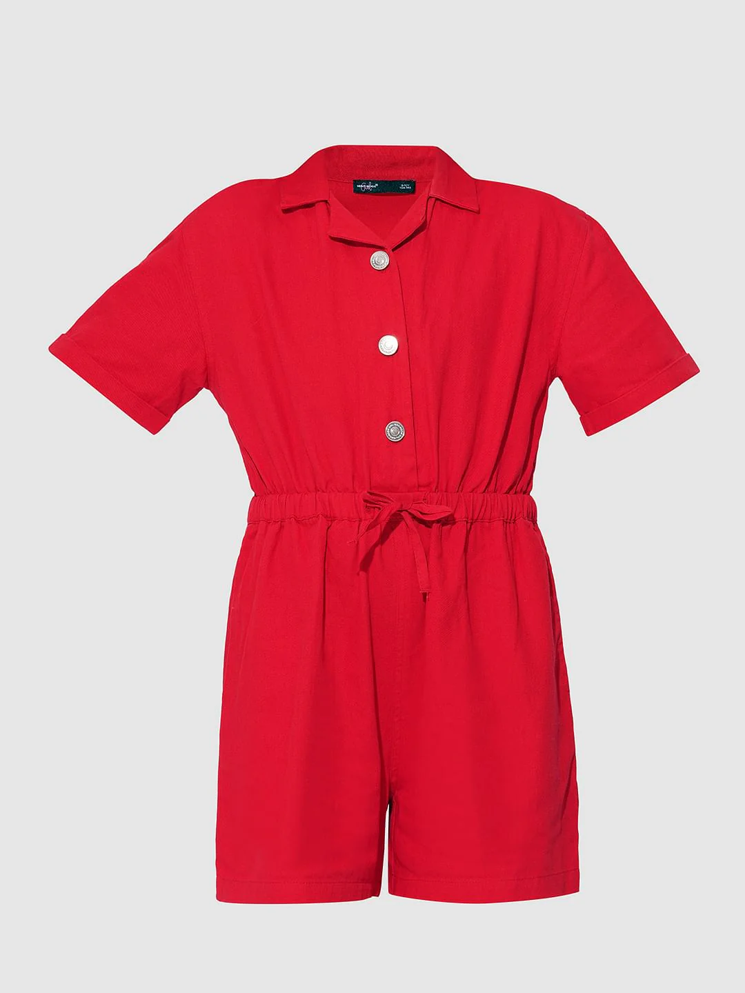 Girls Red Short Playsuit - Image 6