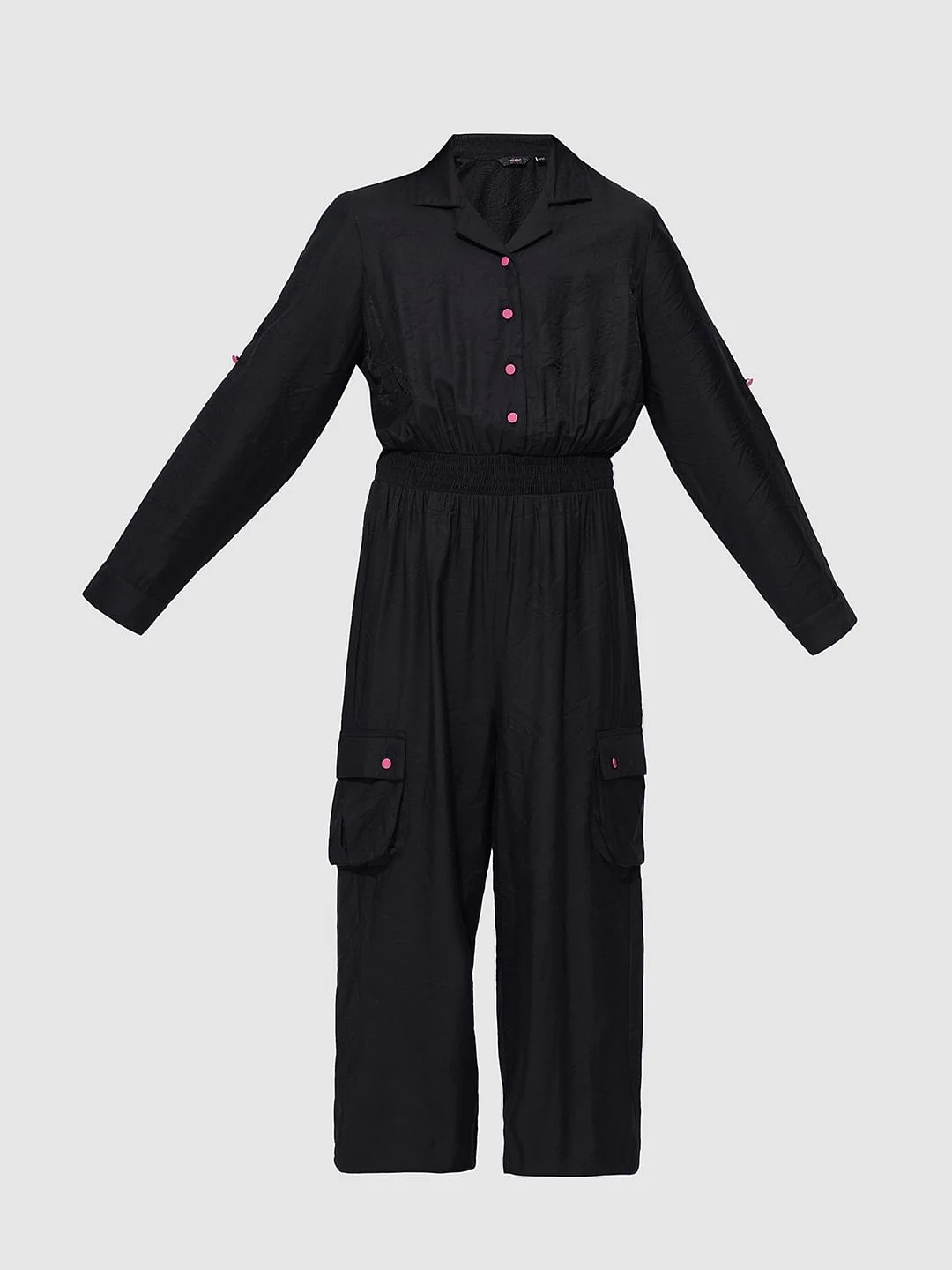 Girls Black Parachute Fit Jumpsuit - Image 6