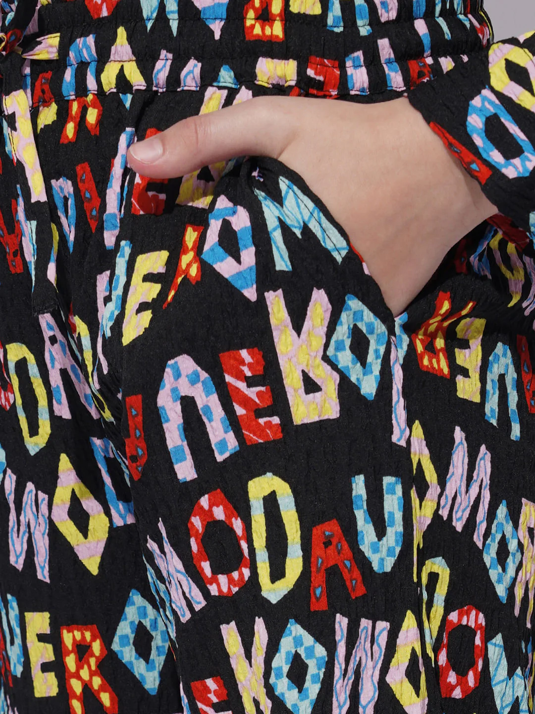 Girls Black Alphabet Print Co-Ord Set Pants - Image 4