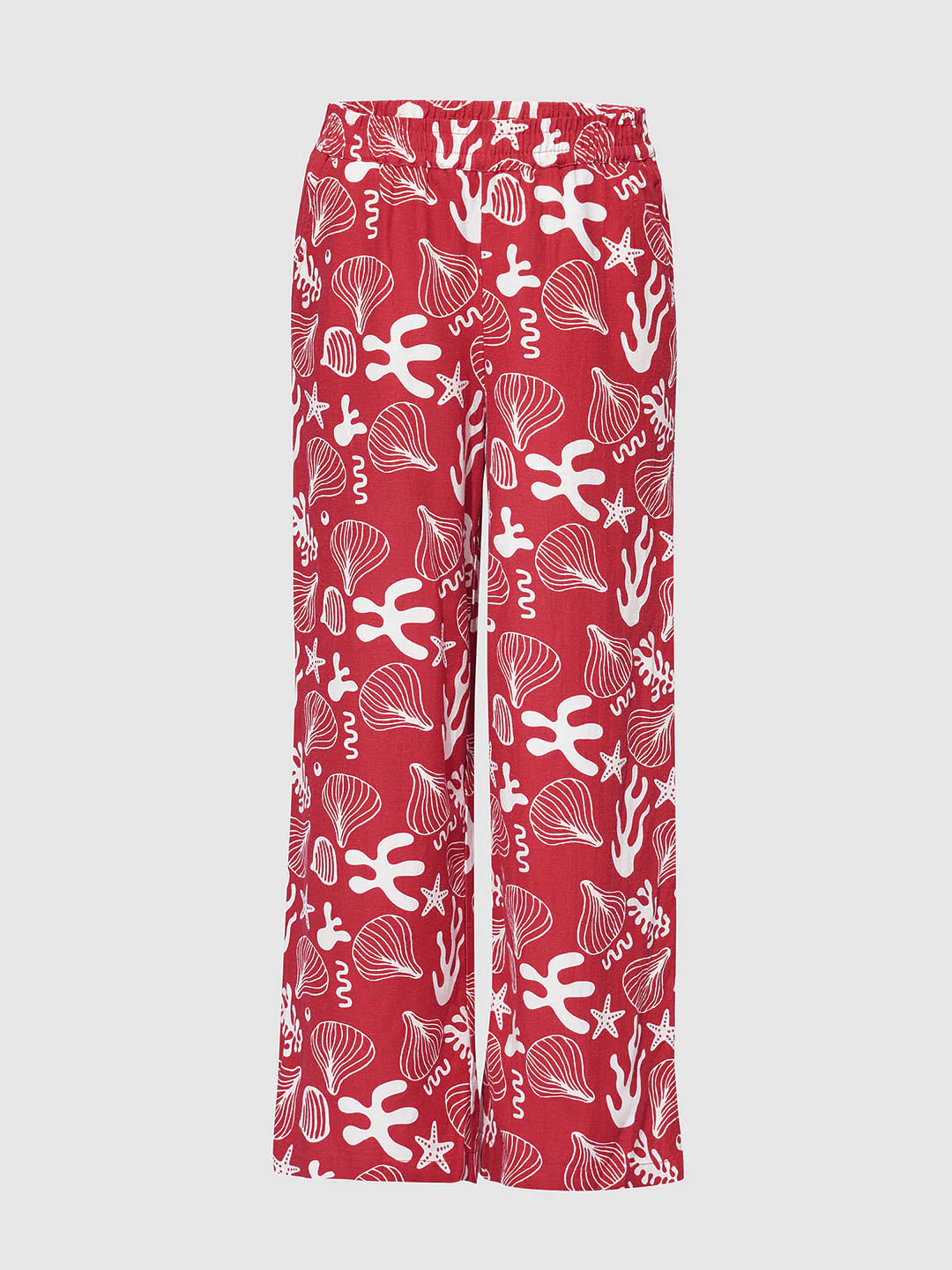 Girls Red Printed Co-Ord Set Wide Leg Pants - Image 5