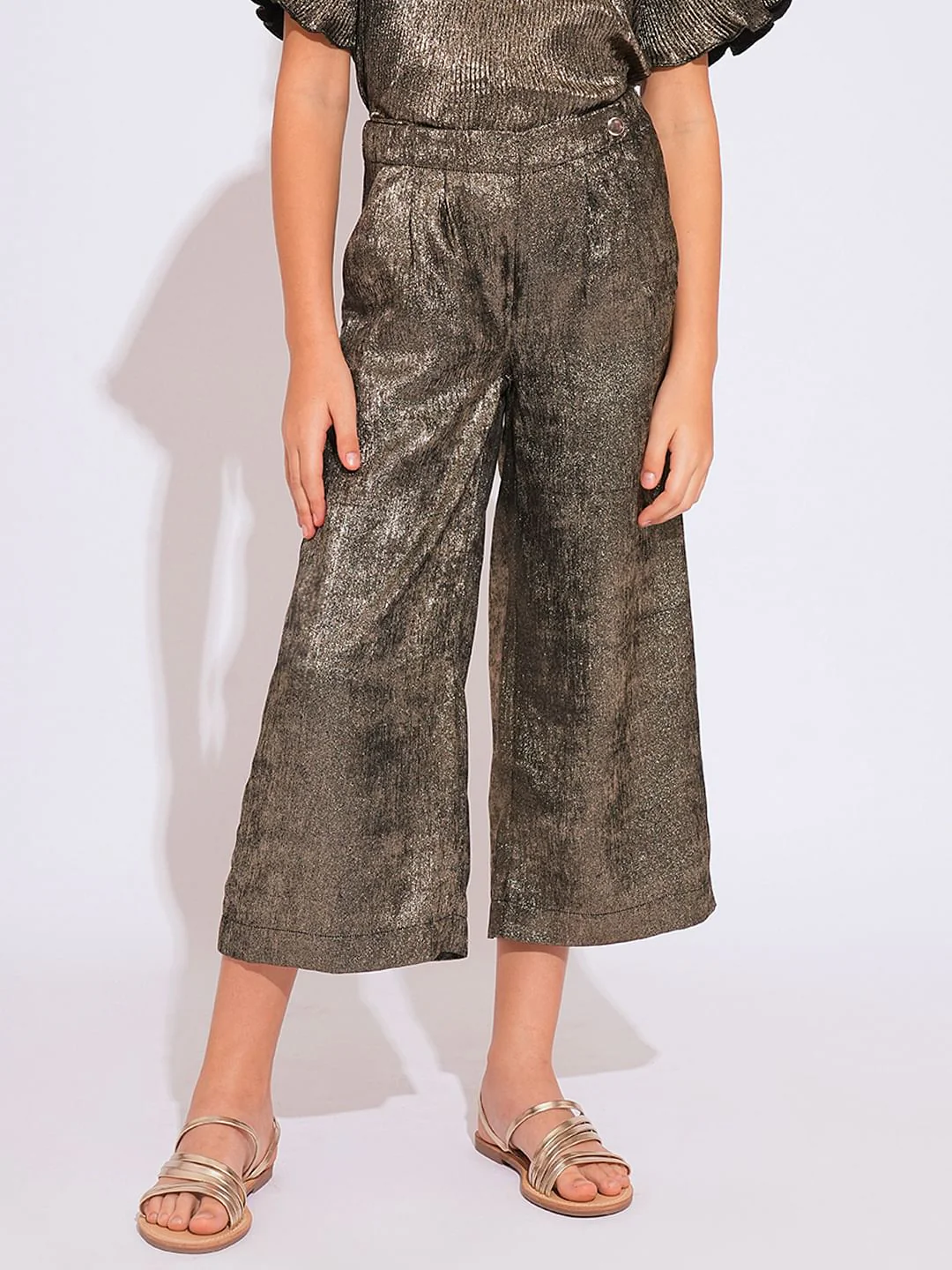 Girls Black Shimmer Co-Ord Set Pant - Image 2