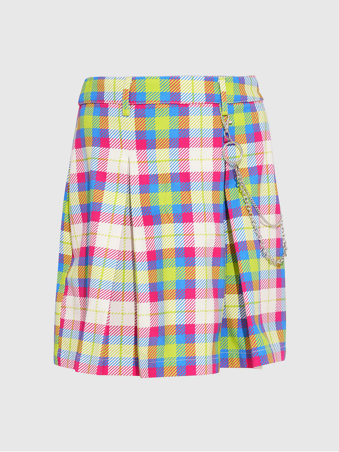 Girls Multi-Colour Check Pleated Skirt - Image 5
