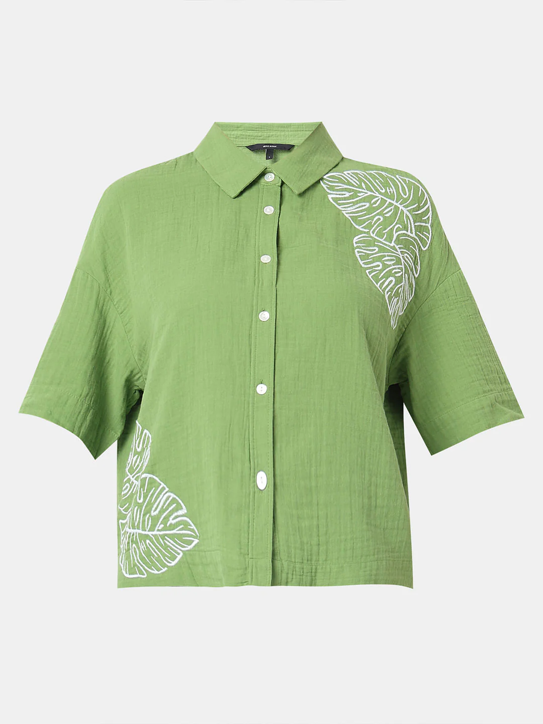 Green Floral Crinkle Weave Shirt - Image 7