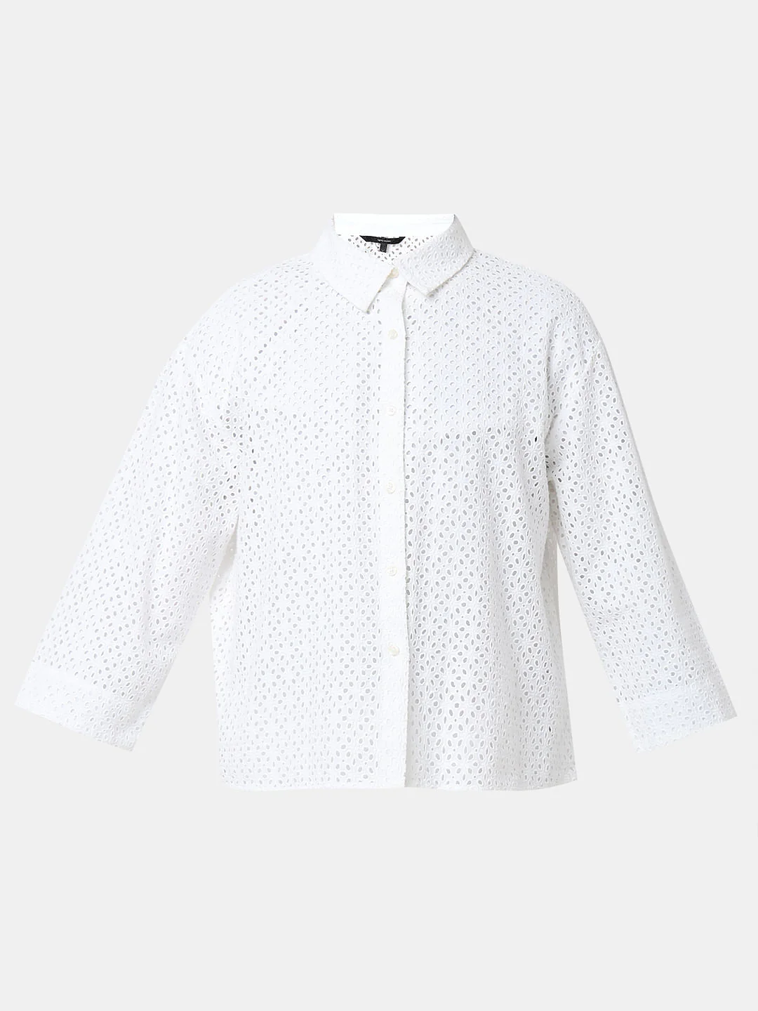 White Cut-Out Cotton Shirt - Image 7