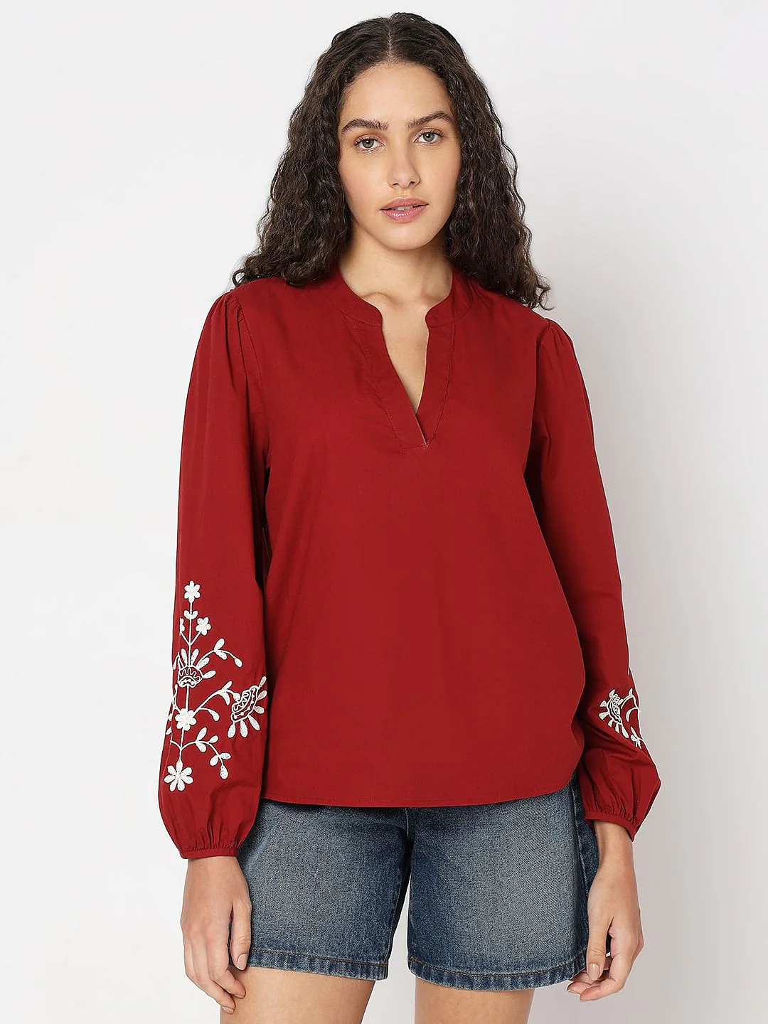 Deep Red Printed Top - Image 2