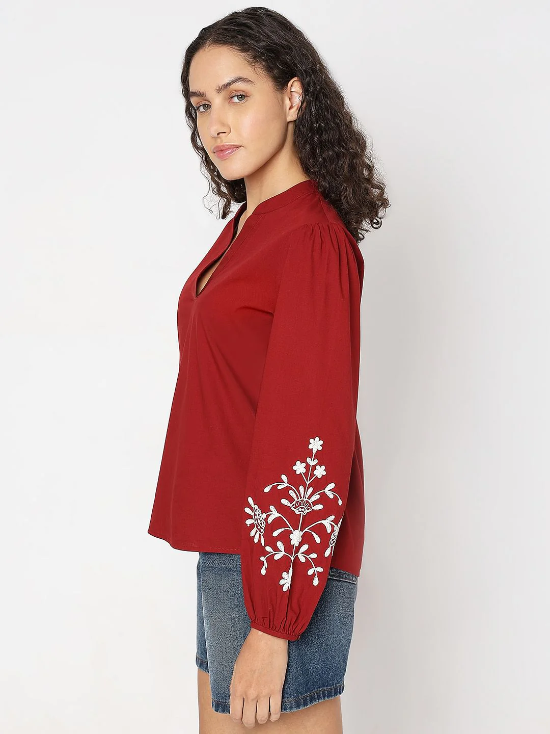 Deep Red Printed Top - Image 3