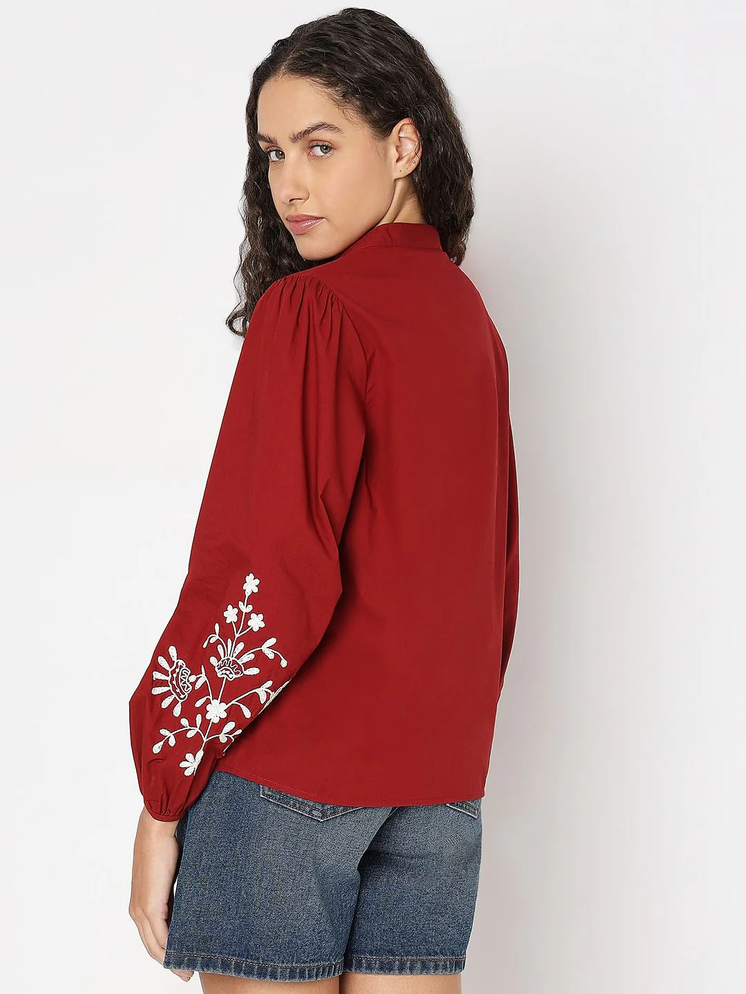 Deep Red Printed Top - Image 4