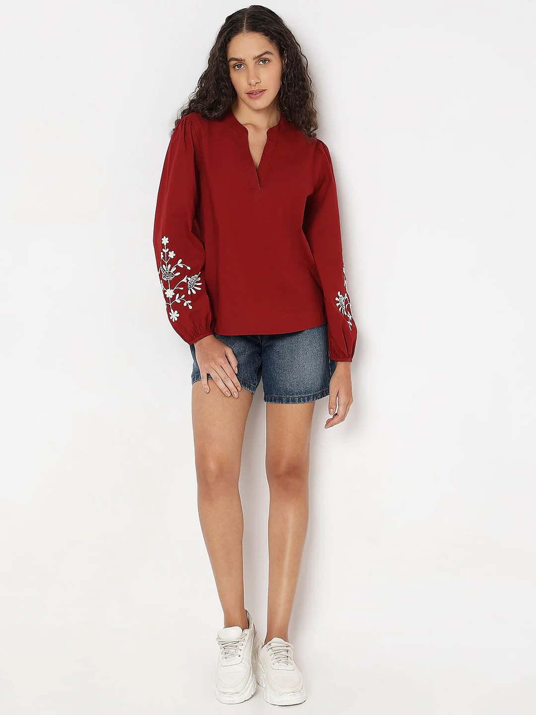 Deep Red Printed Top - Image 5