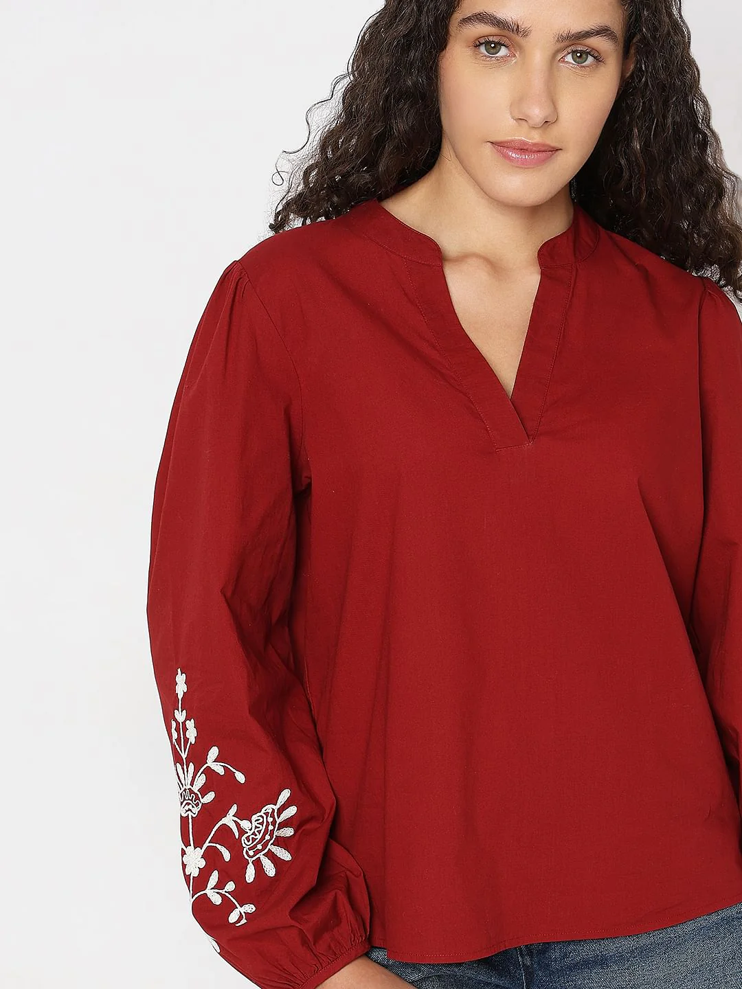 Deep Red Printed Top - Image 6