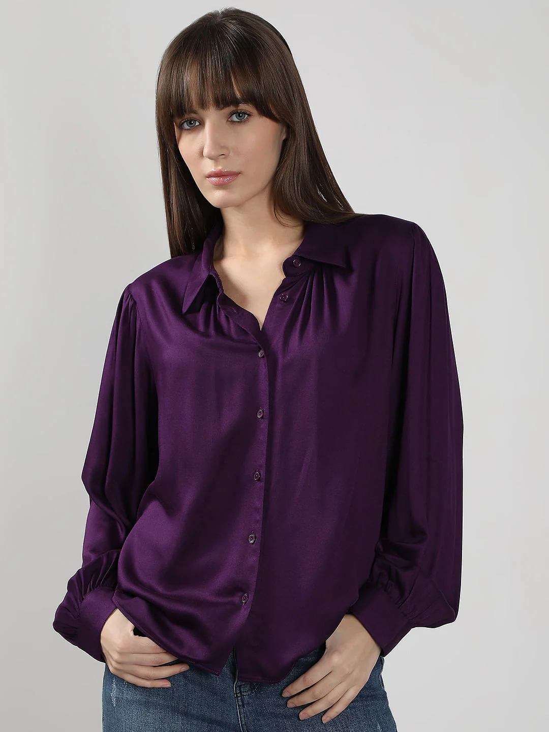 Dark Purple Full Sleeves Shirt - Image 2