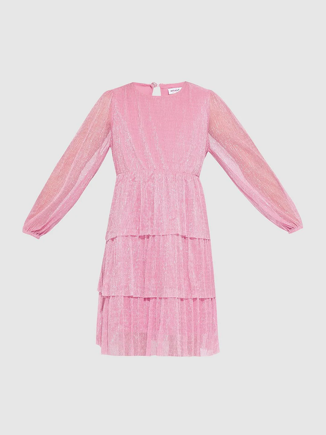 Girls Pink Shimmer Fit & Flare Dress - Image 6
