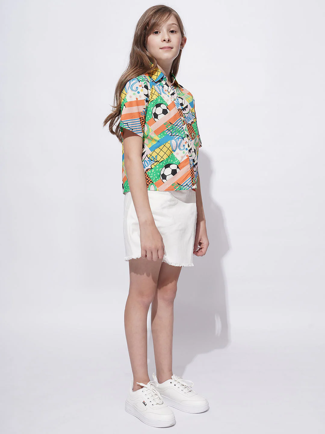 Girls Multi-Colour Printed Cotton Shirt - Image 5