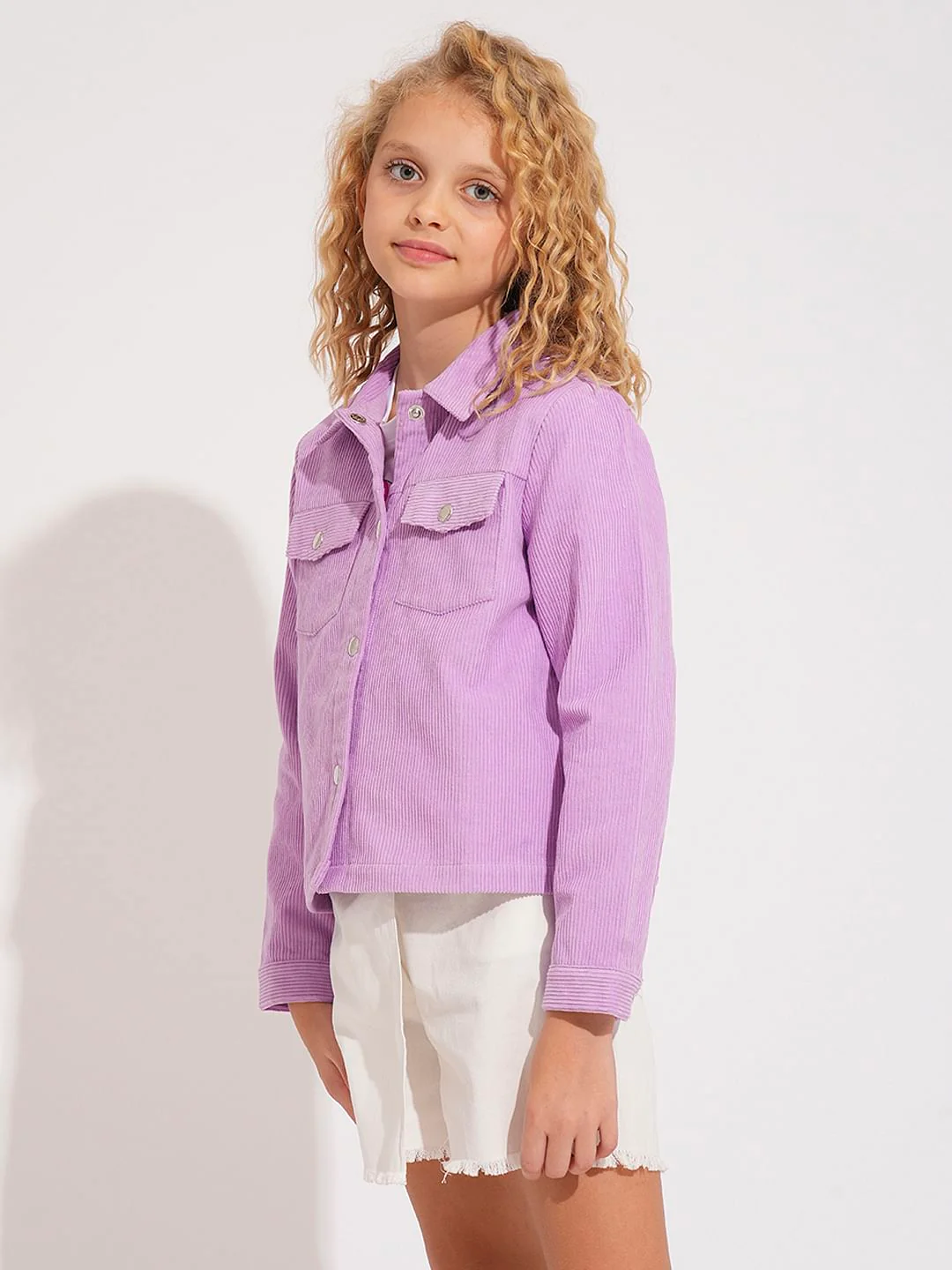 Girls Purple Corduroy Jacket - Image 2