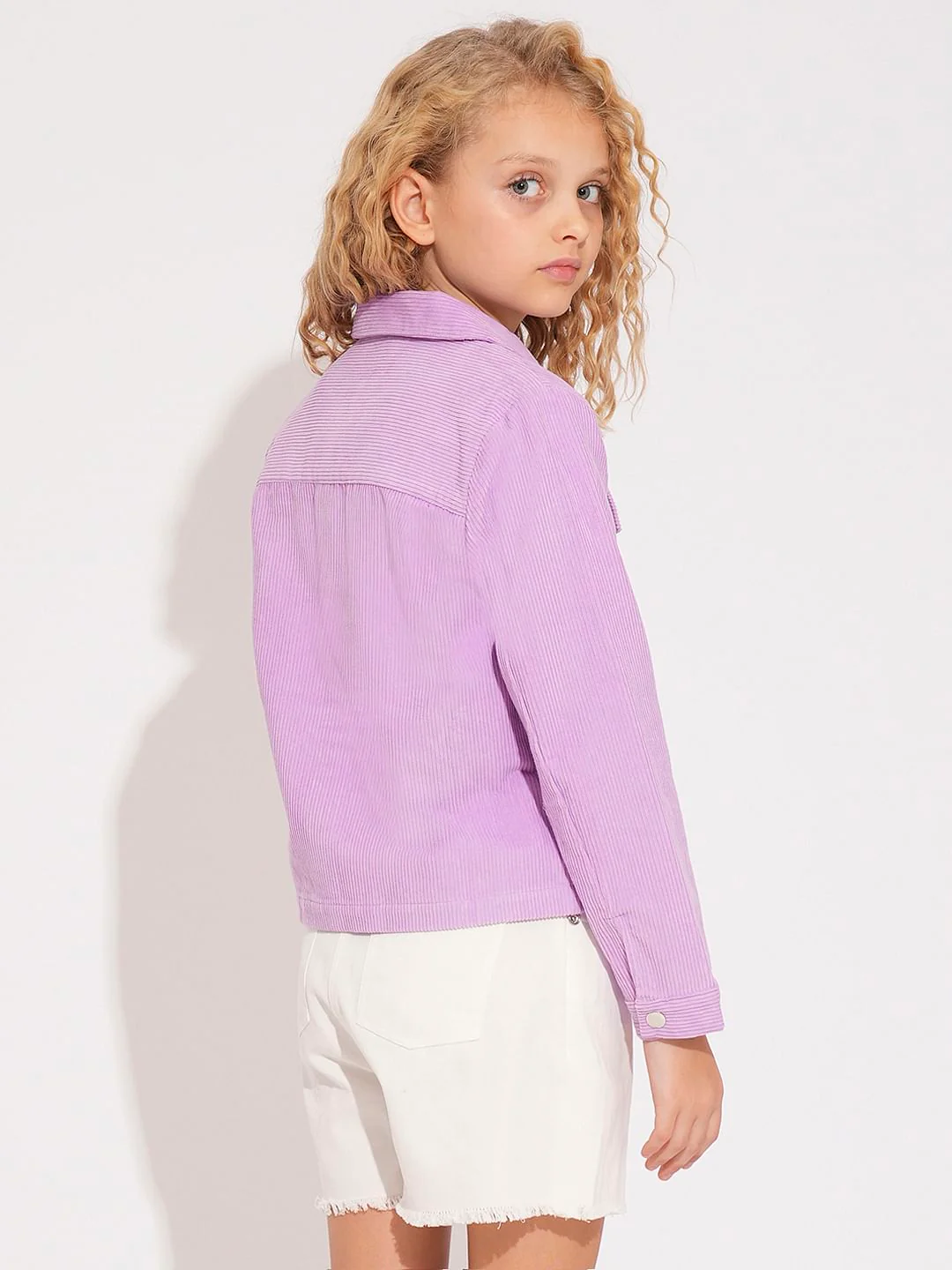 Girls Purple Corduroy Jacket - Image 3