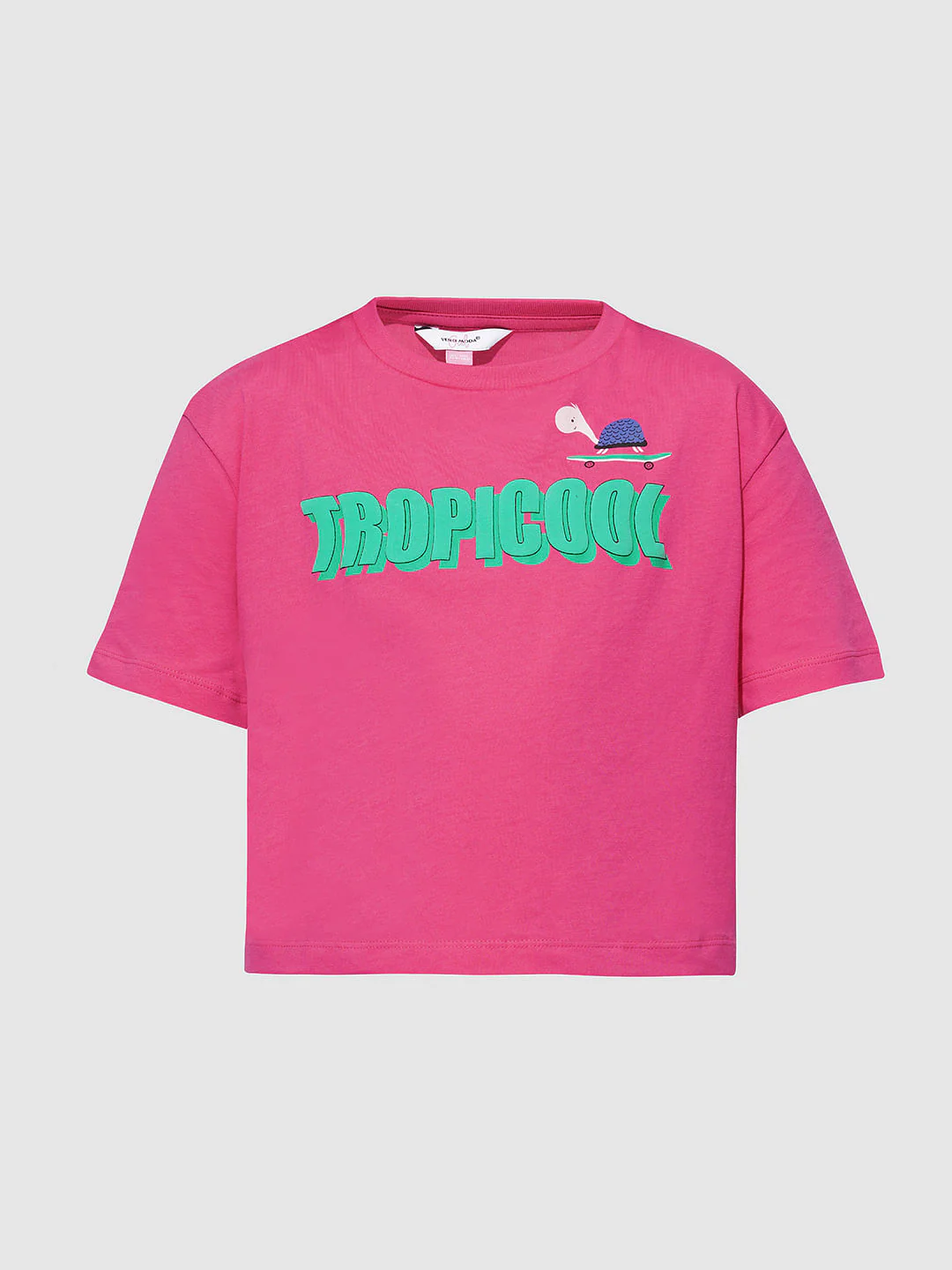 Girls Pink Tropical Print T-Shirt - Image 6
