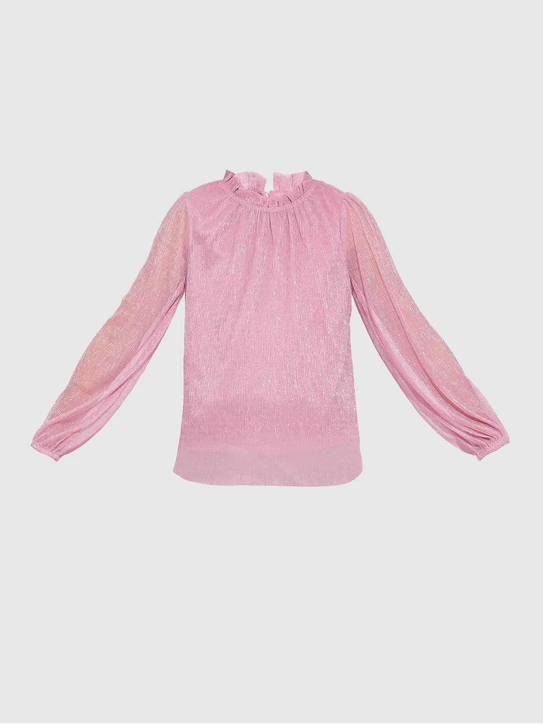 Girls Pink Plisse Shimmer Top - Image 6