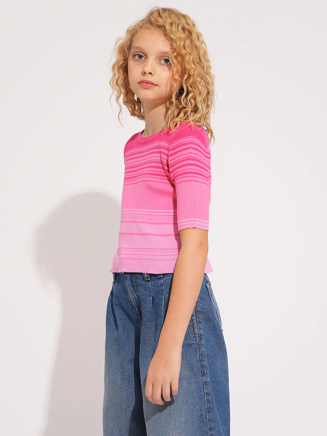 Girls Pink Knitted Top - Image 2