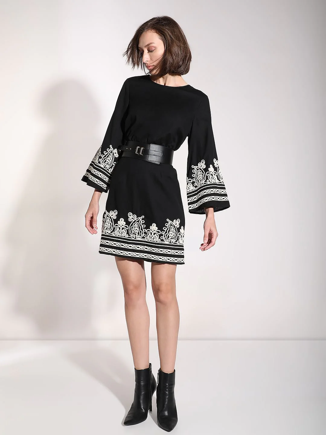 Black Bell Sleeves Dress