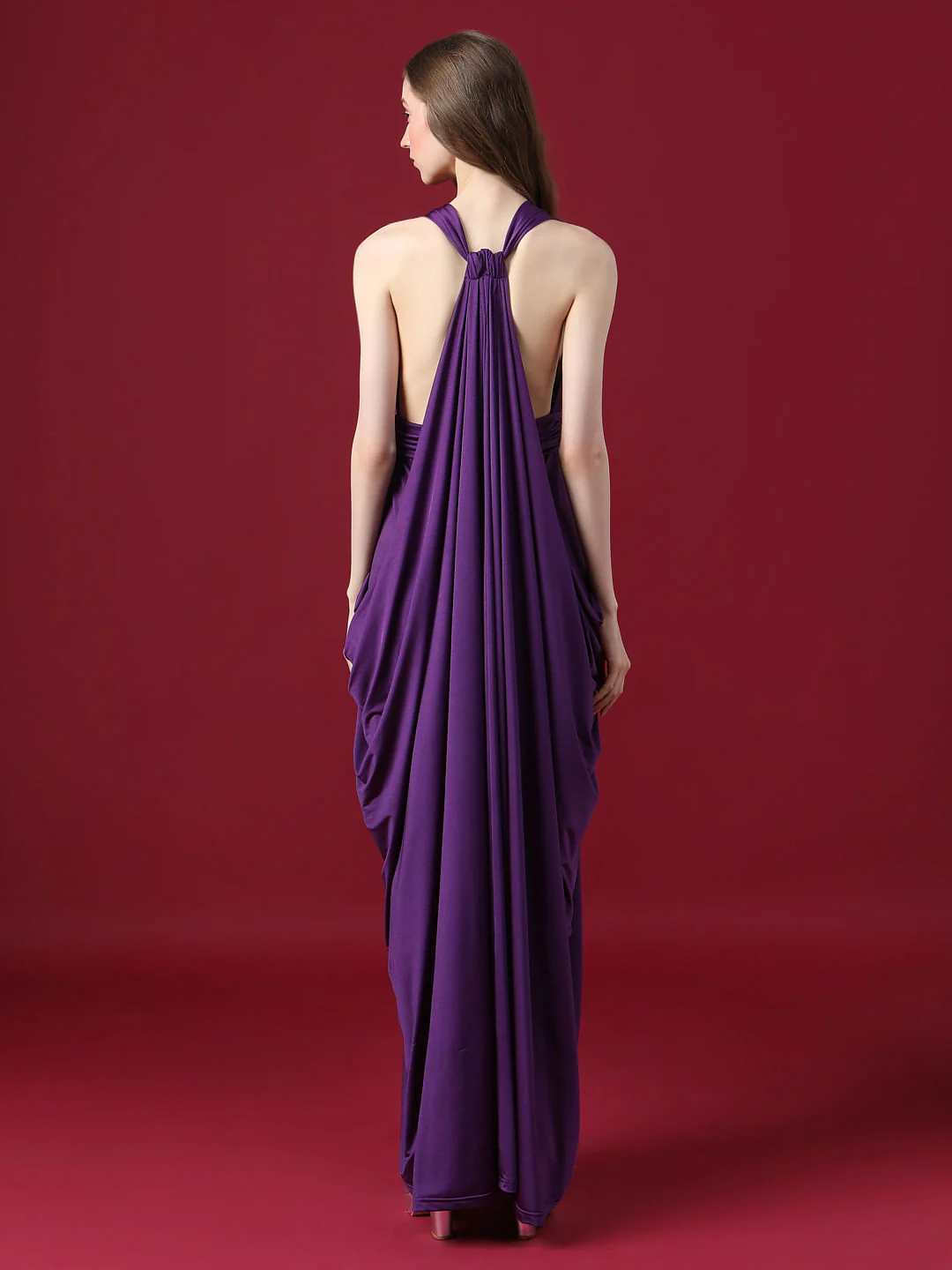 Marquee Purple Cowl Back Maxi Dress - Image 4