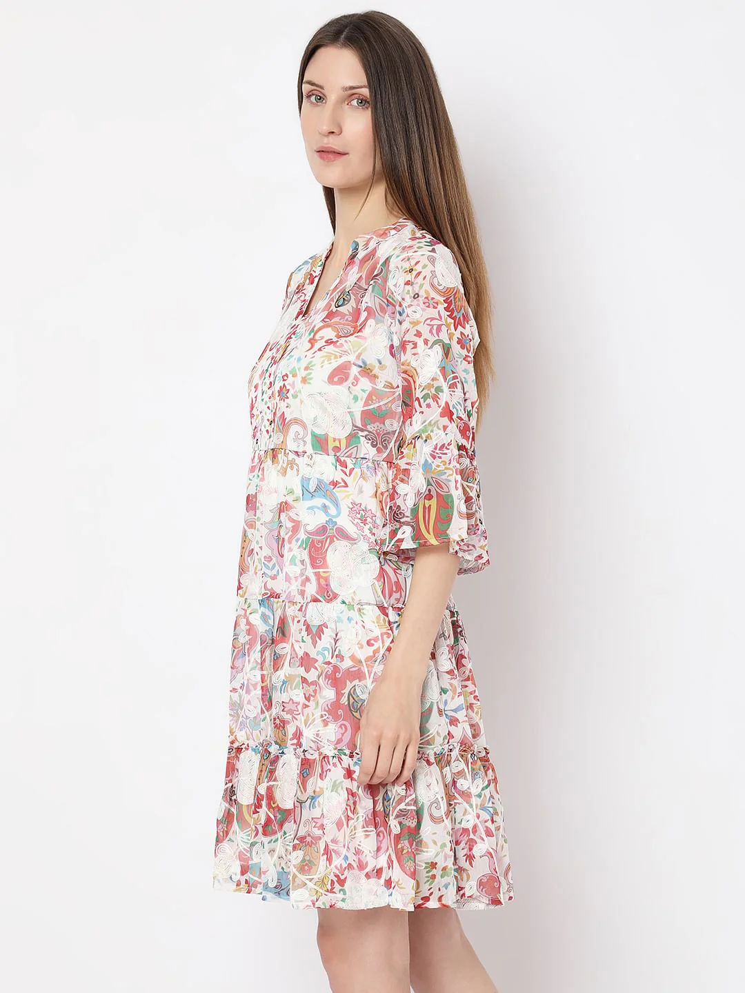 White Printed Tunic Dress - Image 3