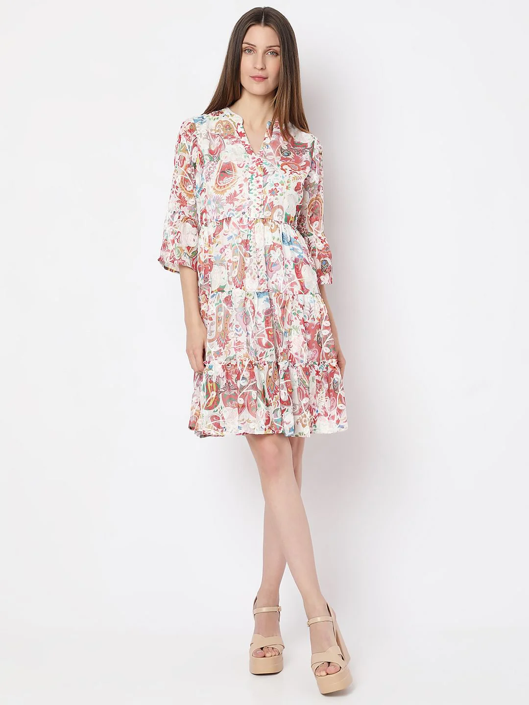 White Printed Tunic Dress - Image 5