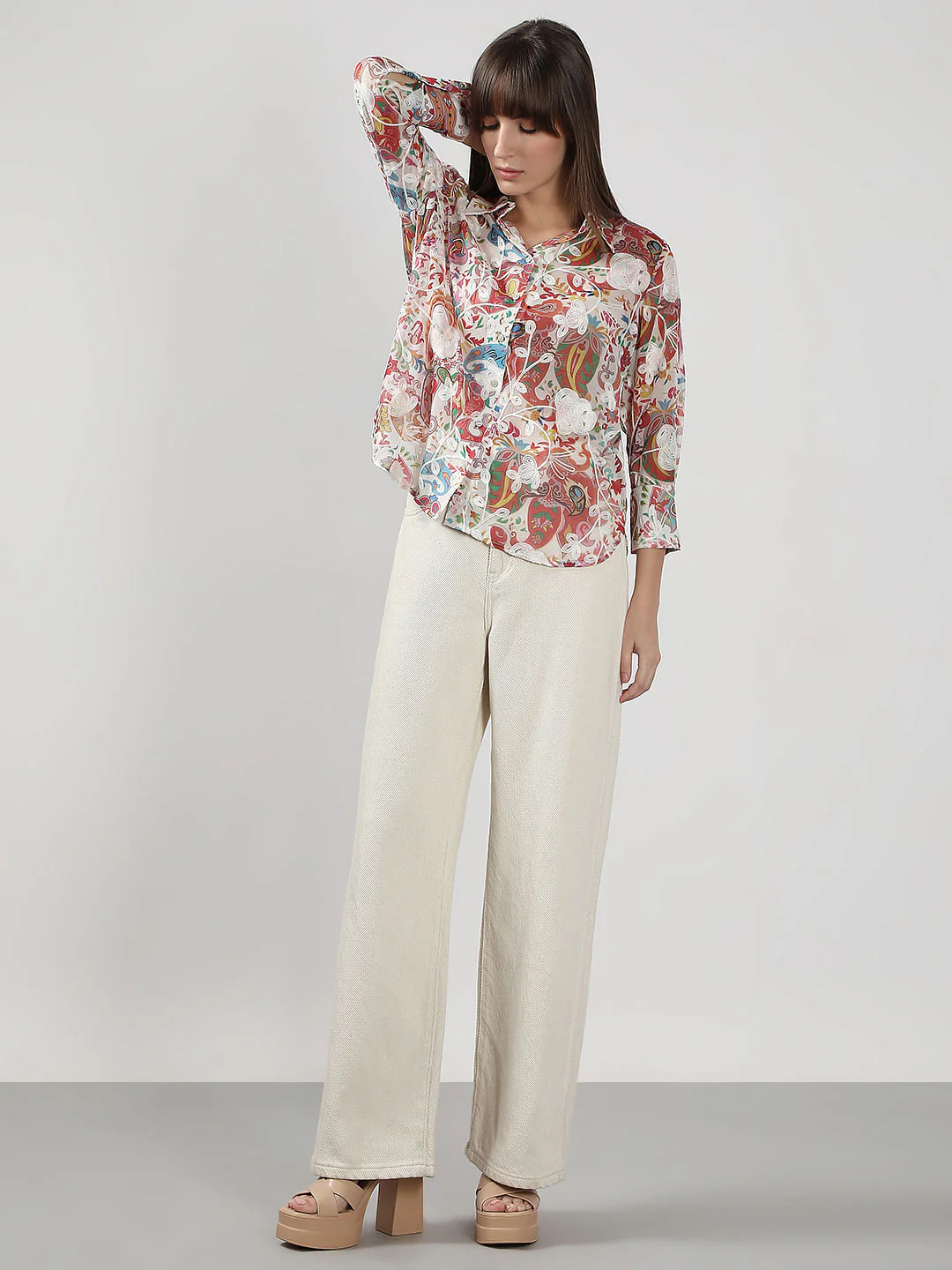 Pink Floral Embroidered Shirt - Image 5