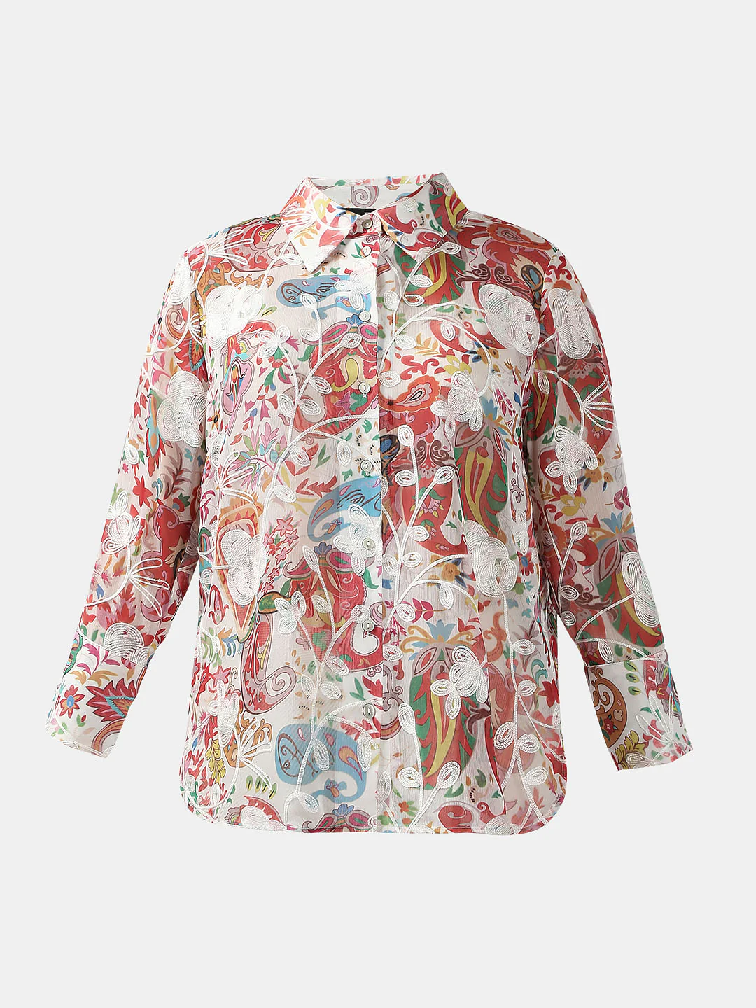 Pink Floral Embroidered Shirt - Image 7